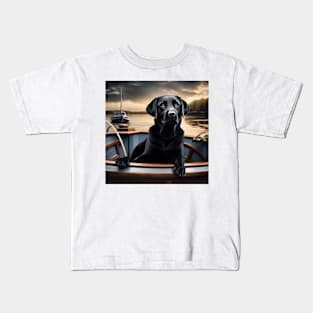 Black Lab on a Boat Kids T-Shirt